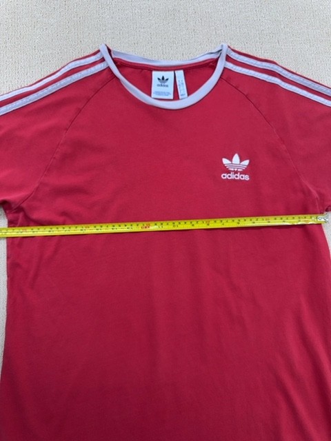 Adidas Originals T-Shirt Red Striped Cotton Crew Neck Short Sleeve L gallery