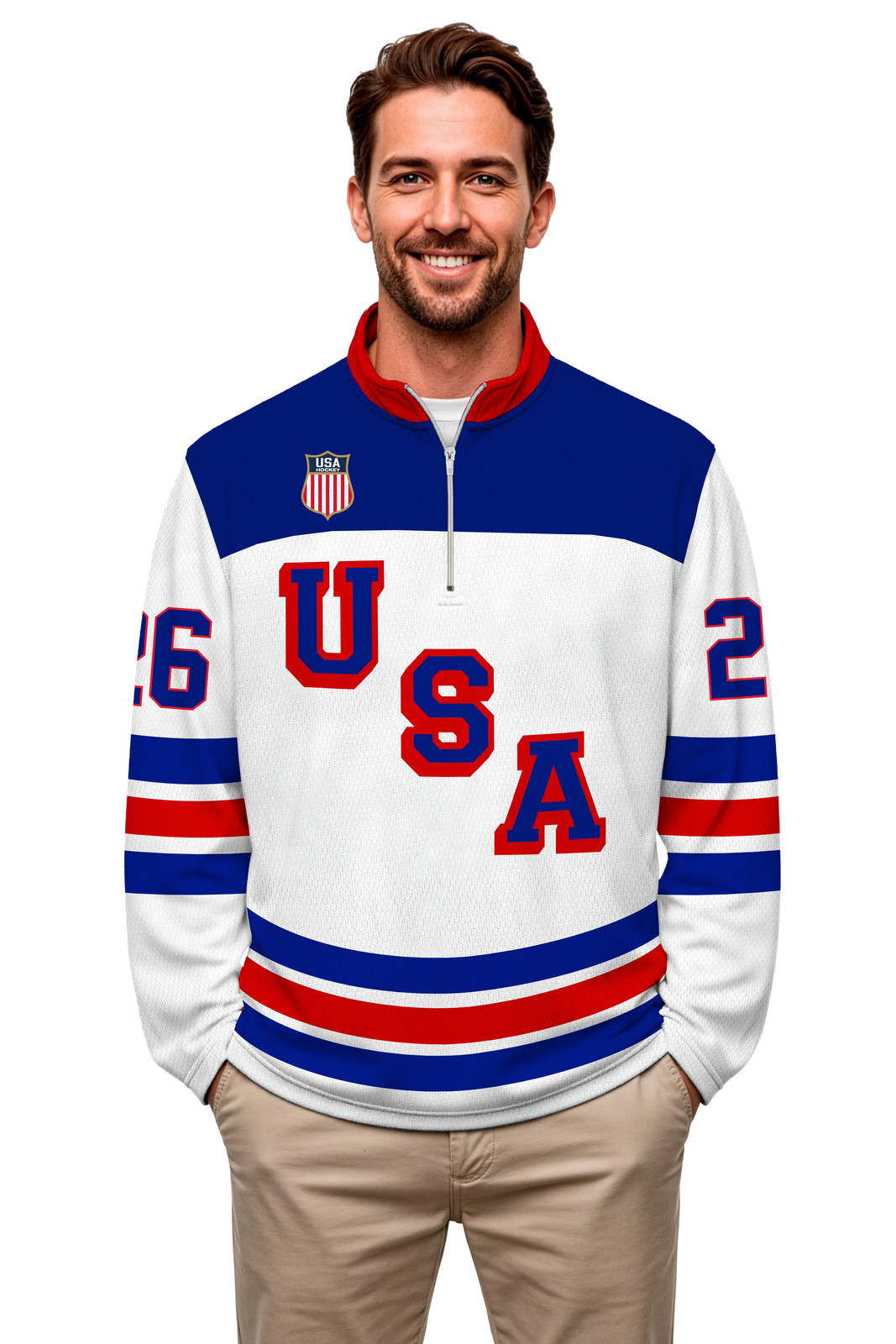 USA Hockey 2026 Replica Lightweight White 1/4 Zip Pullover