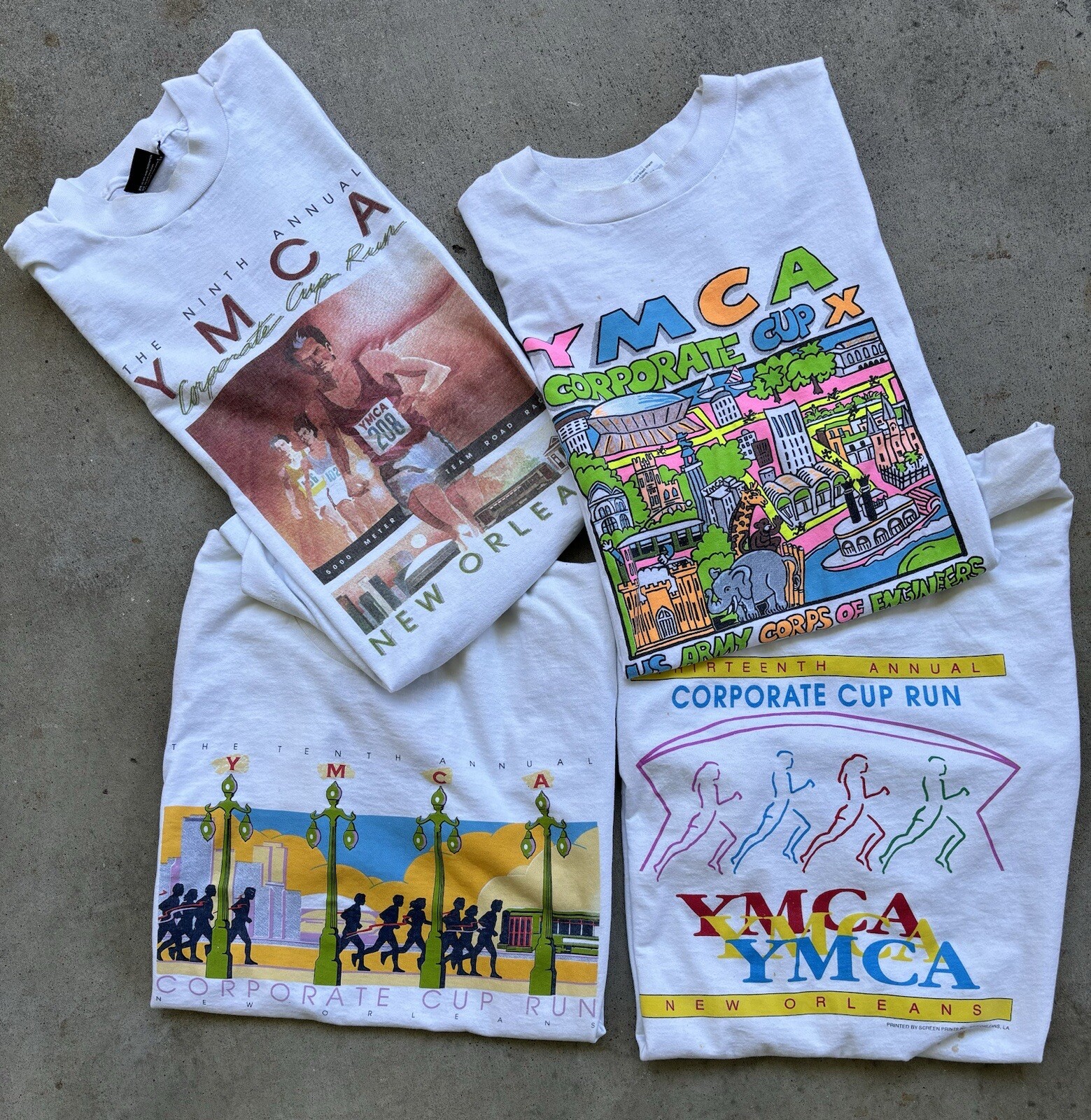 Lot 4 Vintage YMCA New Orleans Corporate Cup T Shirts Single Stitch 80s 90s