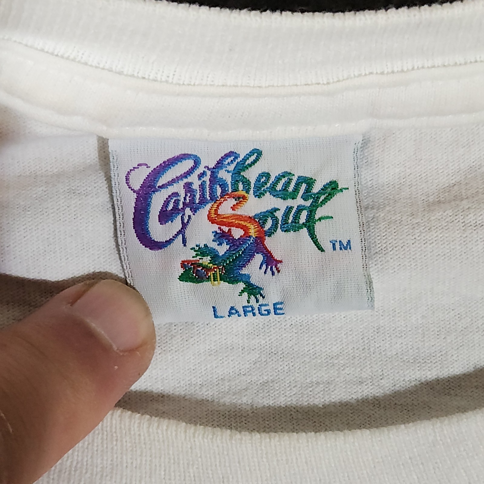 Vintage Caribbean Spud Jimmy Buffett Shirt Mens Size Large White Single-Stitch gallery