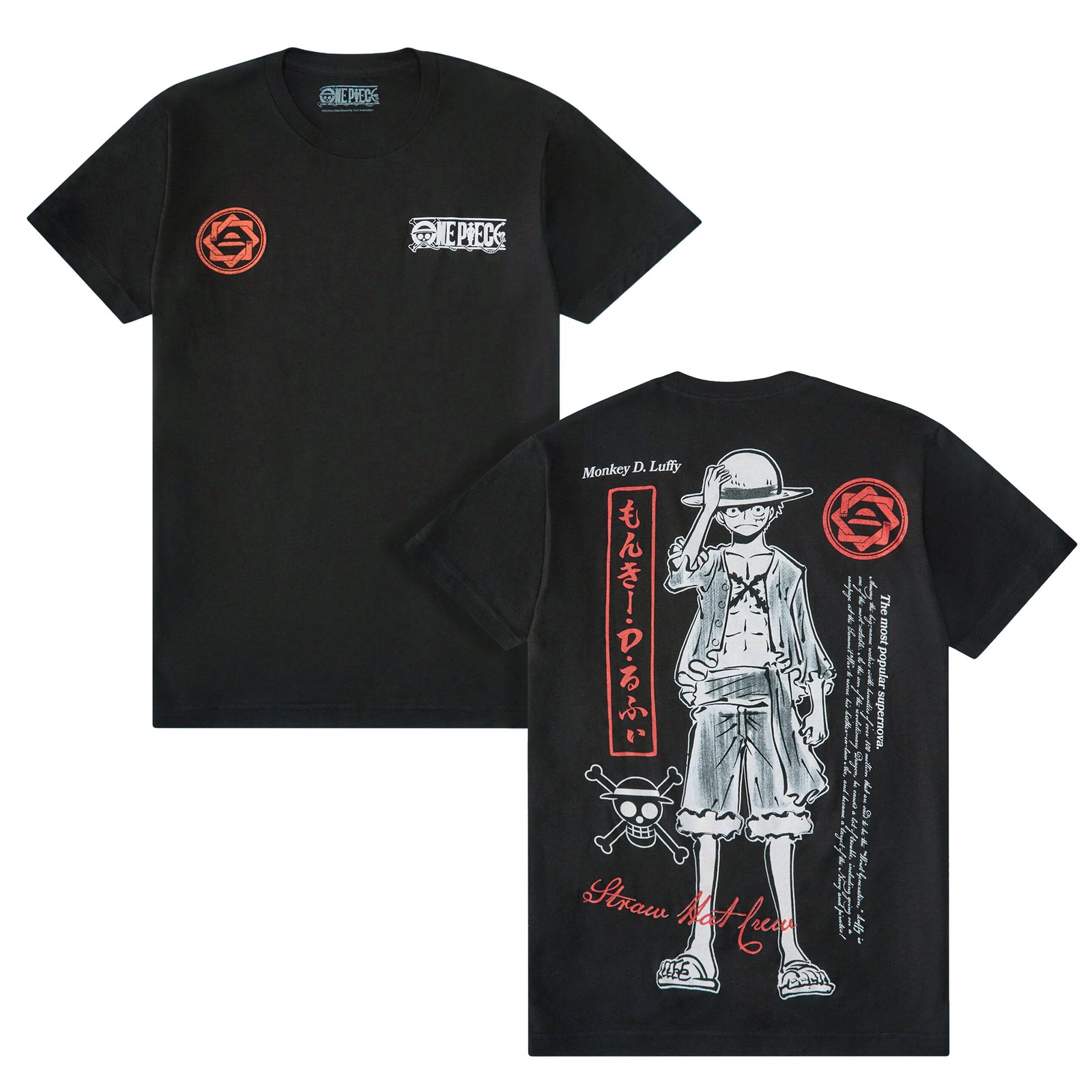 One Piece Shirt Men's Luffy Front and Back Print Short Sleeve Tee gallery