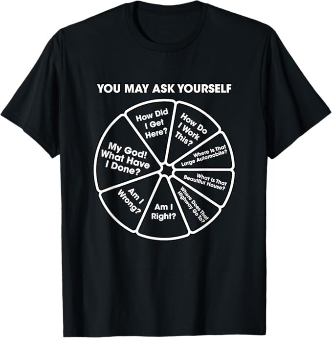 You May Ask Yourself Classic 80's Pop Music Retro Pie Chart T-Shirt gallery