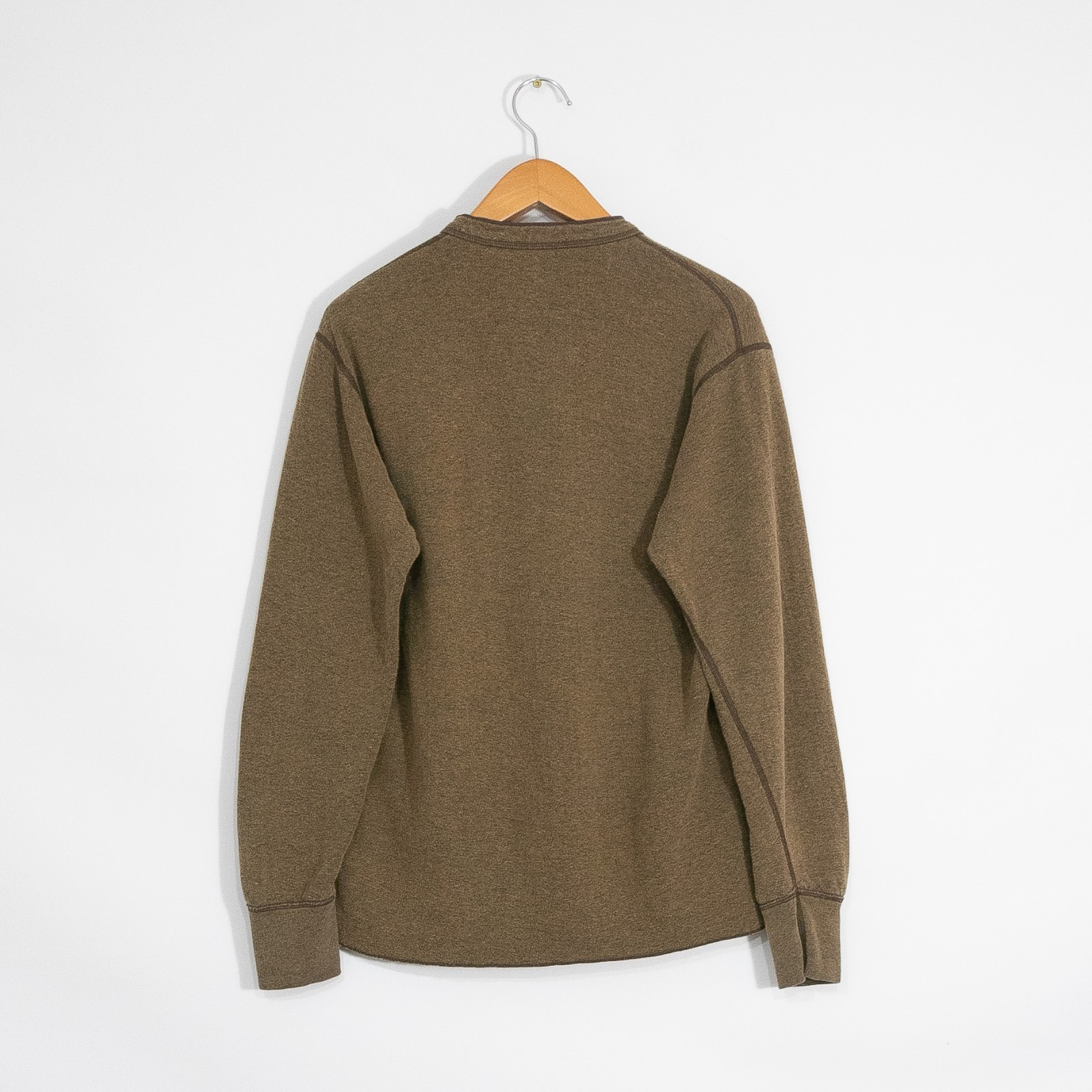 LL Bean Wool Blend Henley Thermal Shirt Mens Medium - Long Sleeve Dark Brown gallery