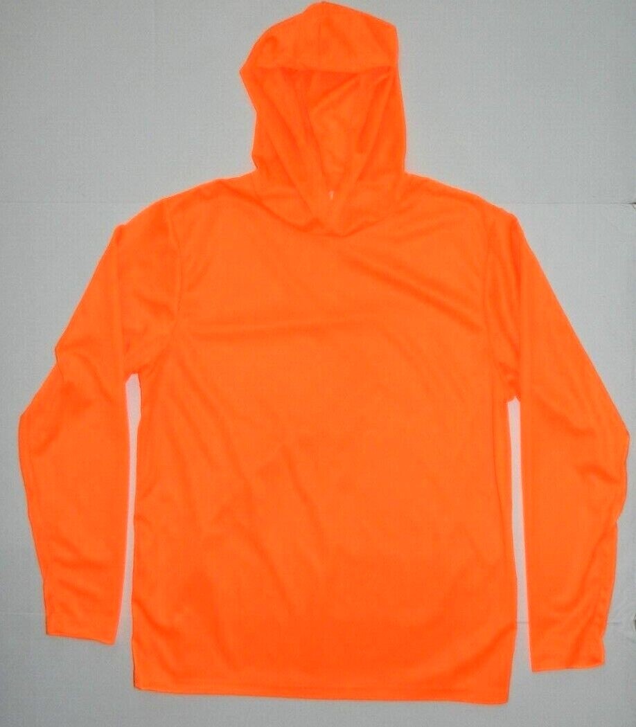 Safety Neon Orange Long Sleeve Hoodie T Shirt Polyester Tee Birdeye Mesh New gallery