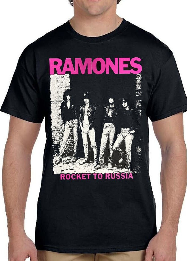 RAMONES ROCKET TO RUSSIA PUNK ROCK BAND Black T Shirt