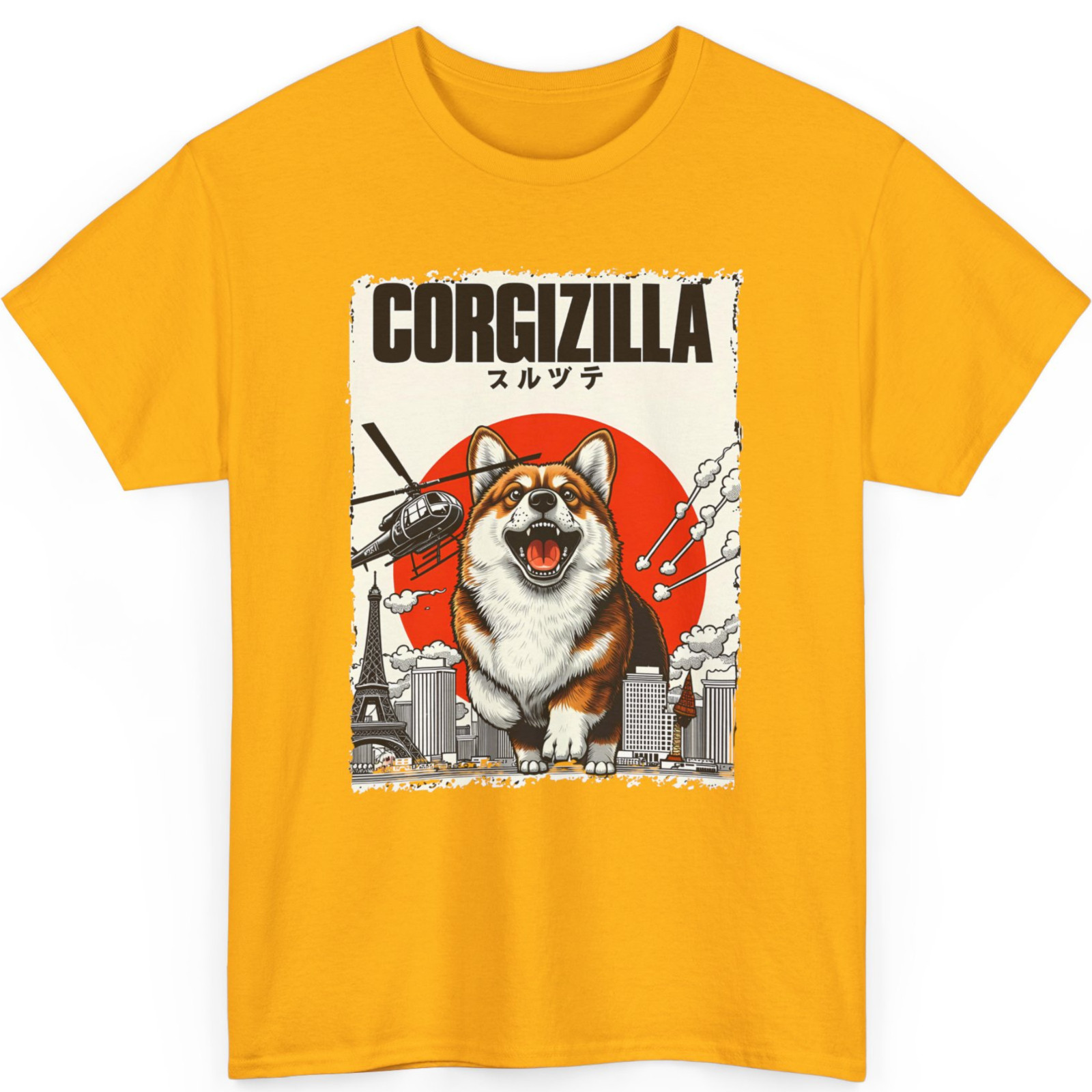 CorgiZilla Parody Japanese Art Corgi Dog Mom Dad Unisex Adult T-Shirt gallery