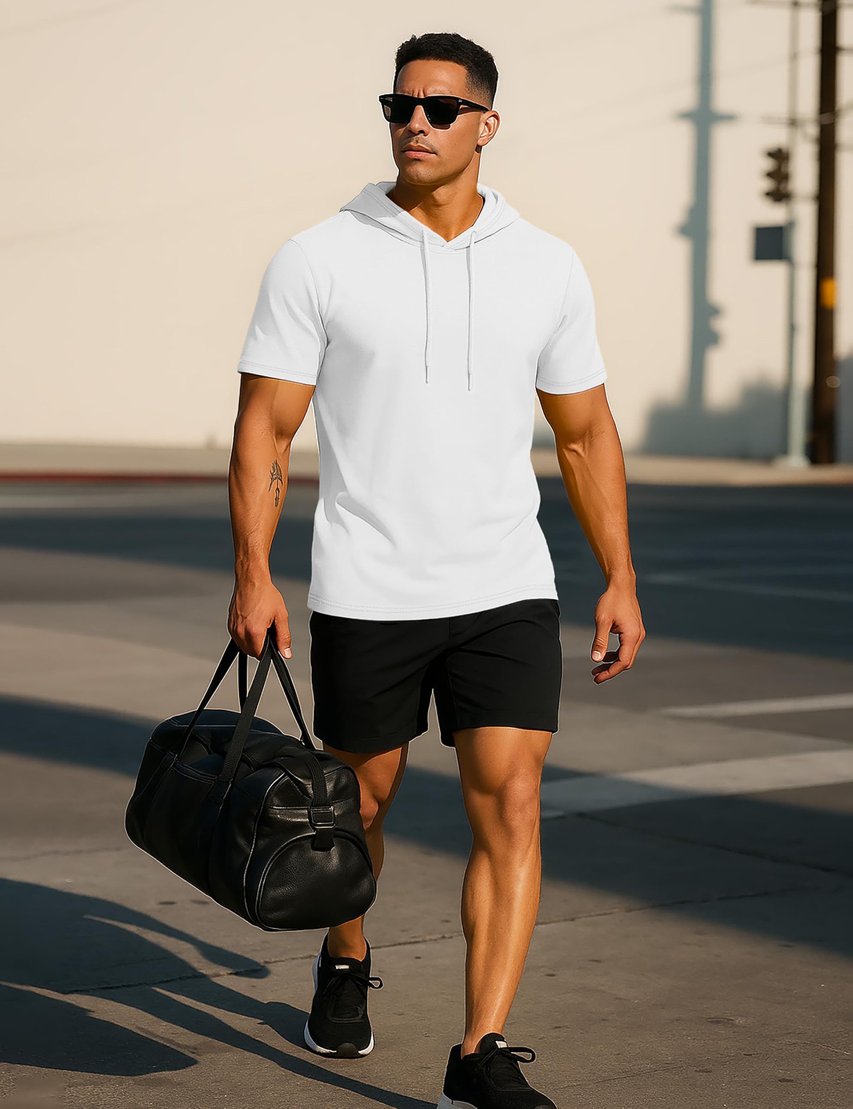 Men's Short Sleeve Hoodies Cotton Summer Sweatshirt Breathable Workout Shirts US gallery