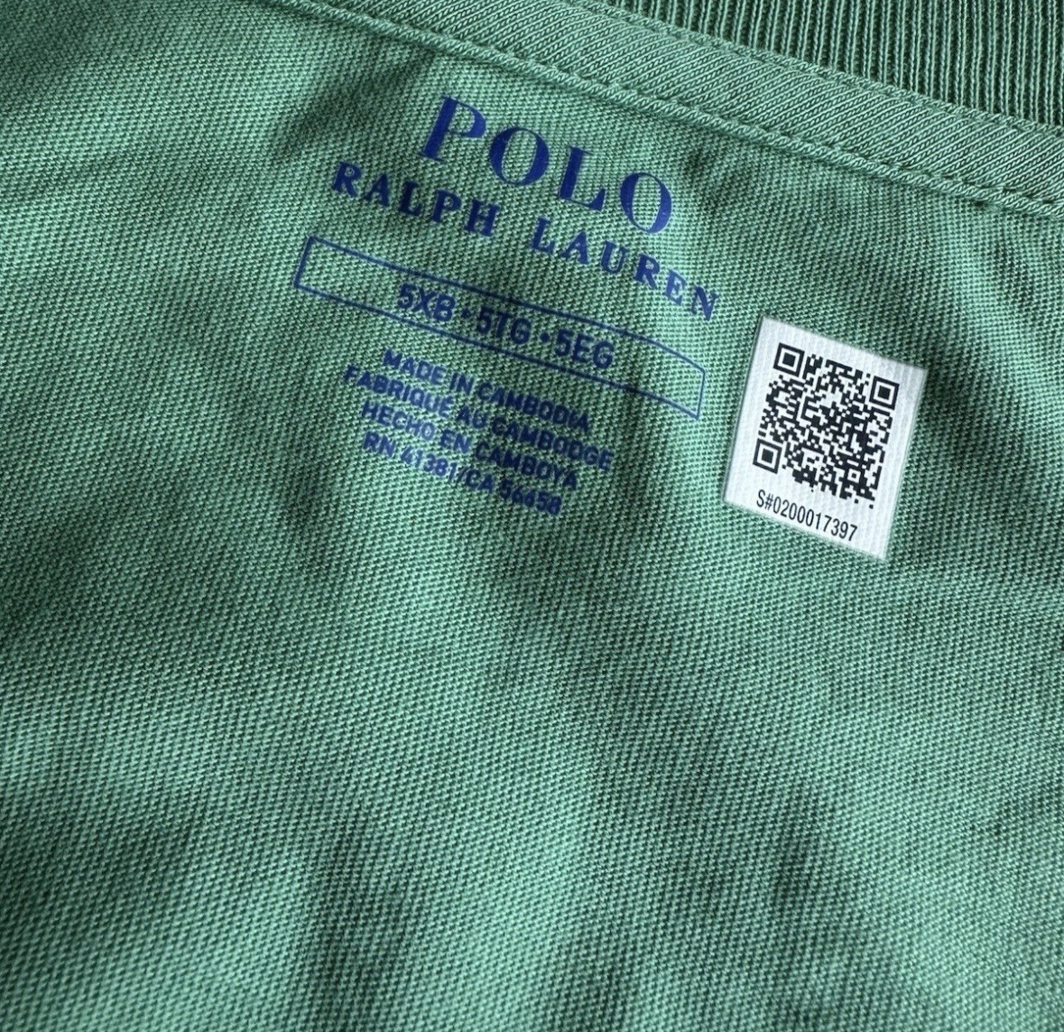 Polo Ralph Lauren Big & Tall Green Crew-Neck Pocket Shirt Men’s Size 5XB gallery
