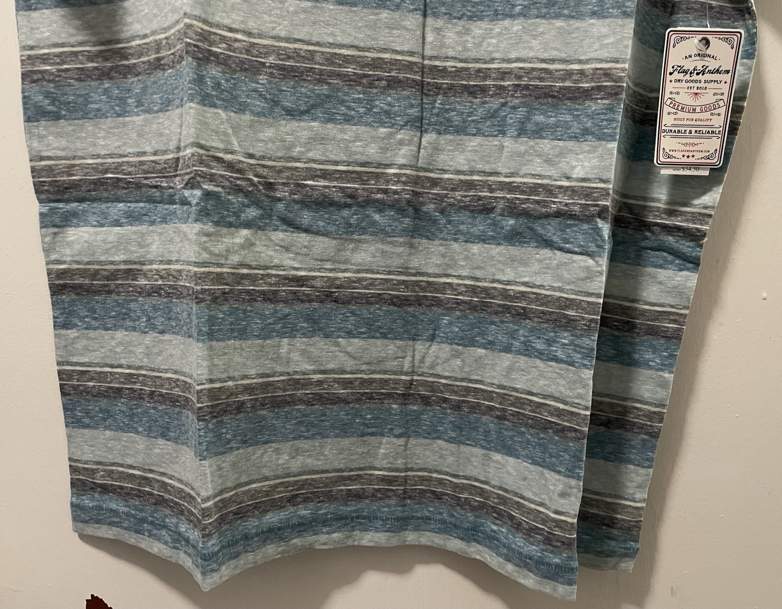 Flag & Anthem Men’s Striped Aqua Charcoal Multicolor T-Shirt Short Sleeve Medium gallery