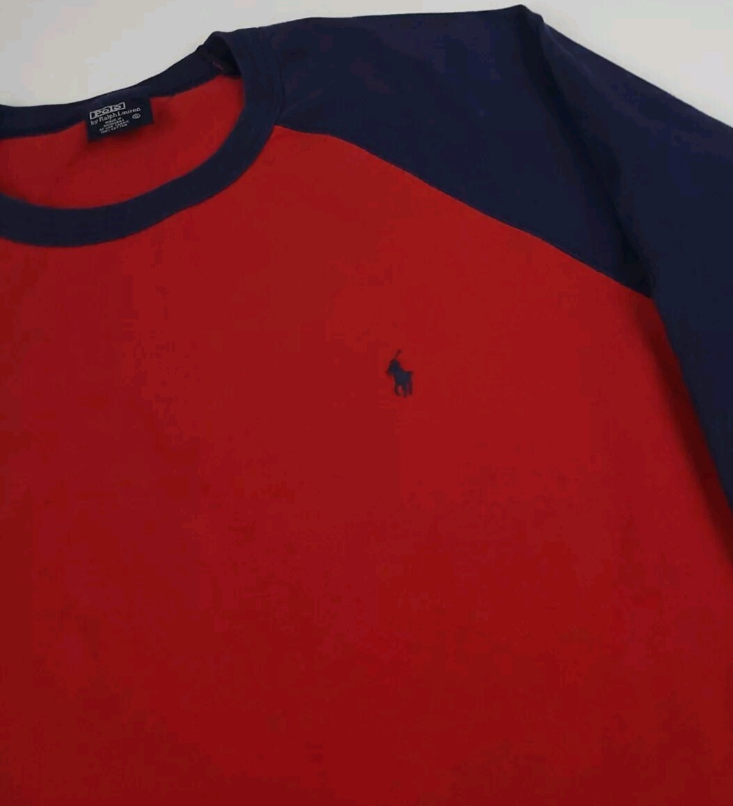 Vintage Polo Ralph Lauren Raglan 2 Tone T Shirt Pony Logo RL Sport USA Vtg 90s gallery