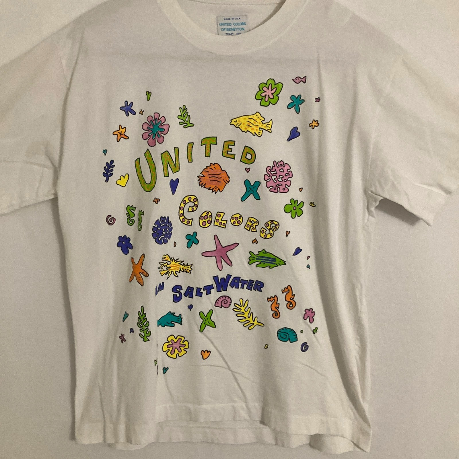 United Colors Salt Water USA Made Shirt Adult M Fish Ocean Shells Beach Tee gallery