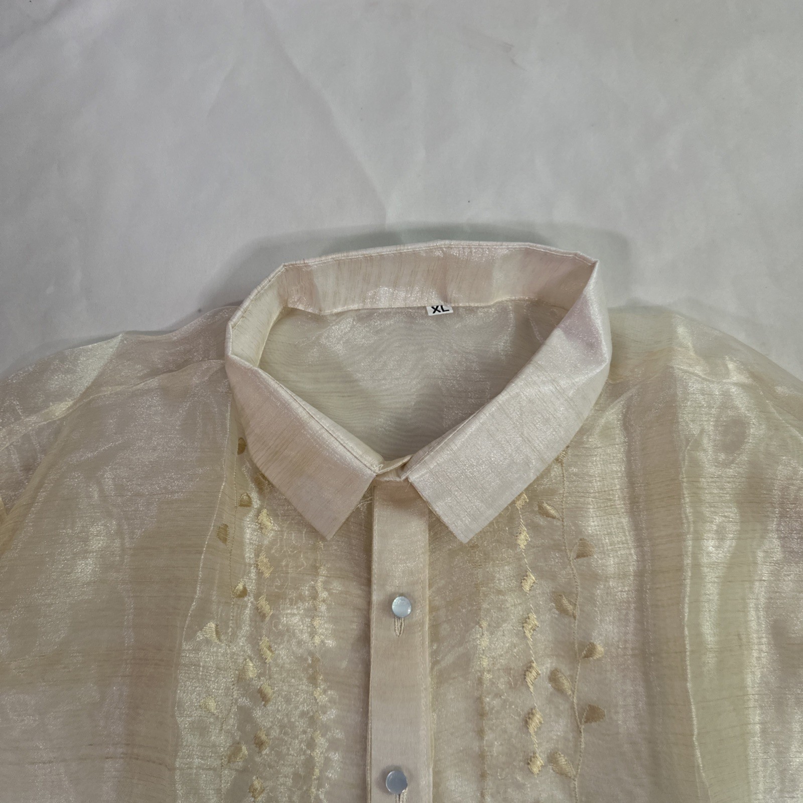 Barong Tagalog Formal Wear Men’s Size XL NWOT Philippines Organza Beige gallery