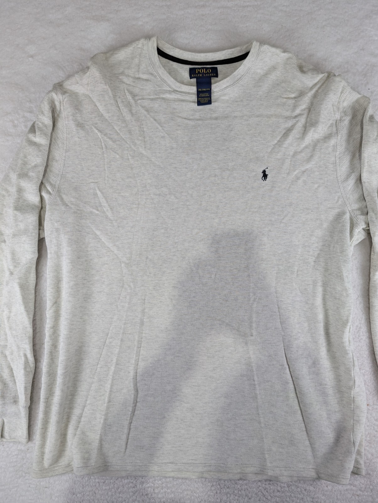 POLO RALPH LAUREN Waffle Knit Crewneck Pull-On Thermal White Shirt Men's 2XL gallery