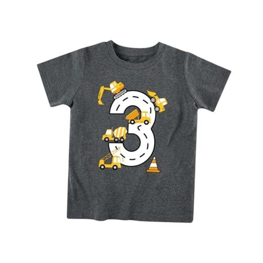 2-5 Years Birthday Boy Shirt Construction Party T-Shirts 3T Astyle Gray 3rd