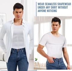 Men Compression Shirt Slimming Body Shaper Tummy Control Underwear Top Shapewear