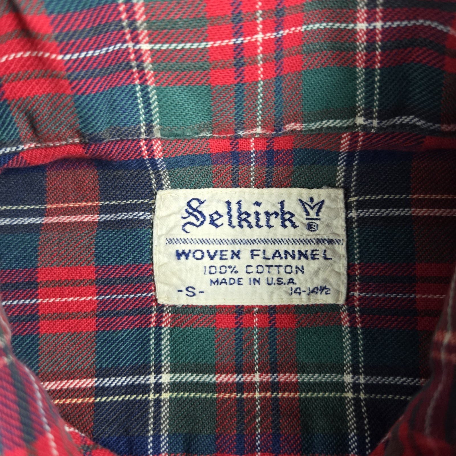 Vintage Selkirk Shirt Mens Small Red 70s 80s Button Up Plaid Woven Flannel USA gallery