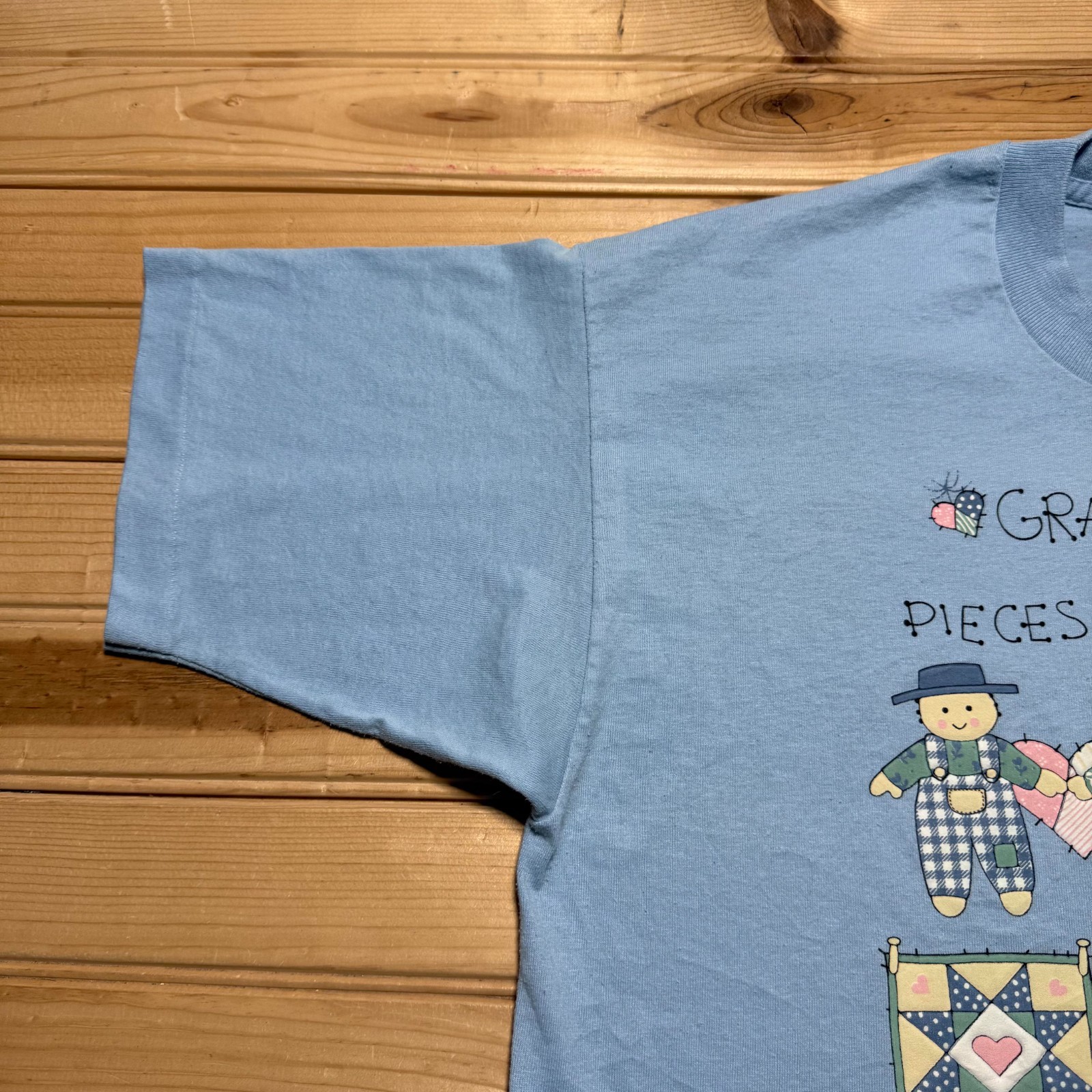 Vintage 90s Grandchildren Are Pieces From The Heart Quilt Patchwork Shirt Large gallery
