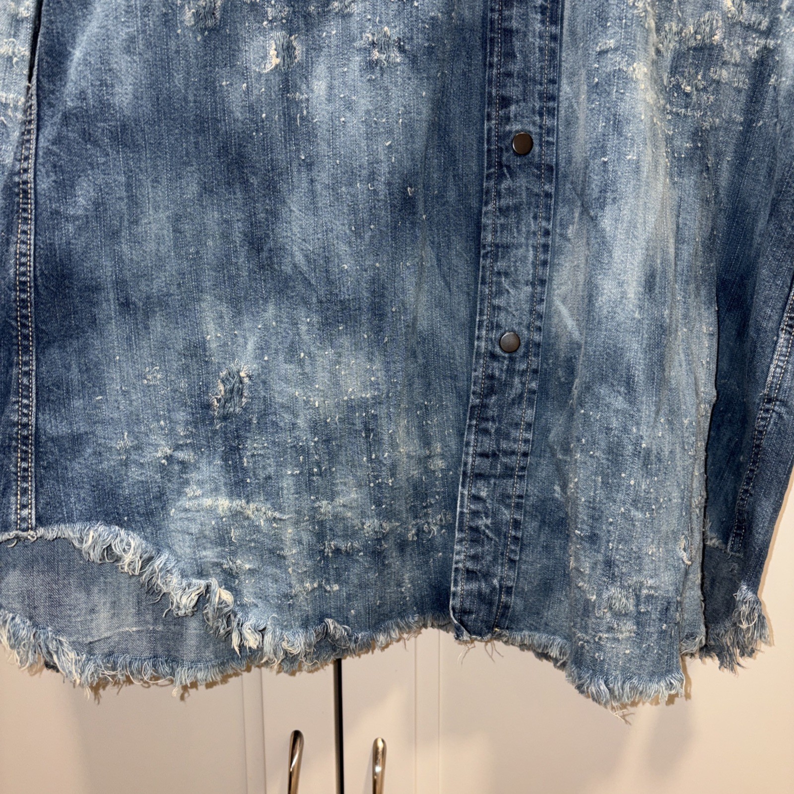 RARE Levi's Vintage Clothing Sawtooth Western Shirt MenSz L LVC Distressed Denim gallery
