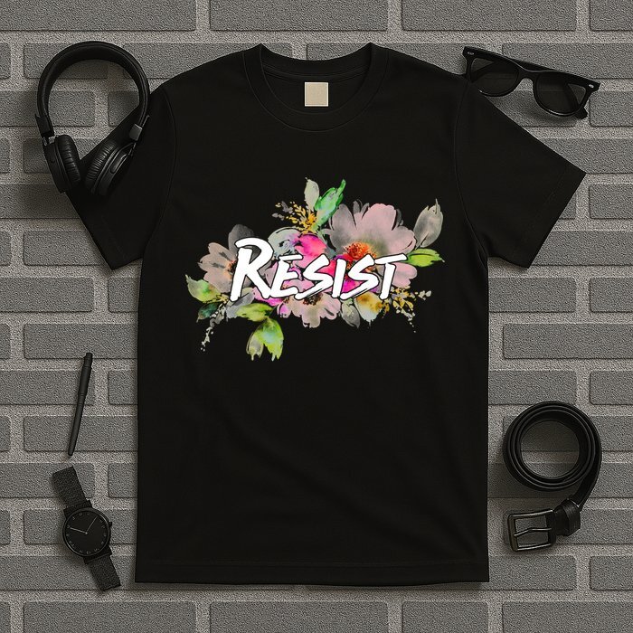 RESIST Flower Logo Floral Anti Trump Political Protest T-Shirt Unisex gallery