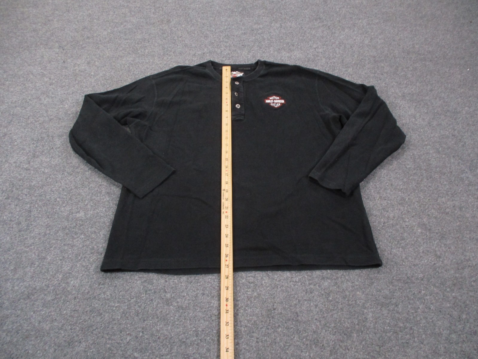 Harley Davidson Shirt Mens XL Black Biker Henley Woven Casual Pullover Y2K gallery