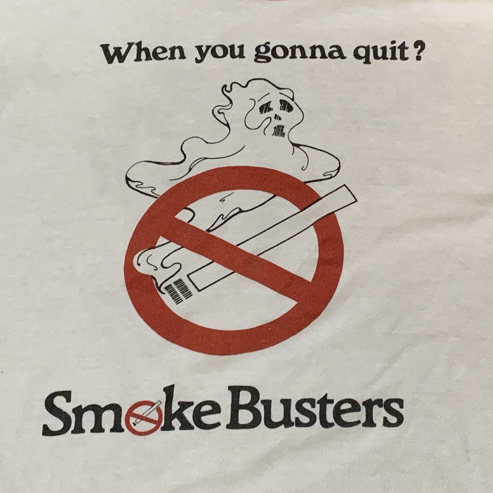 Hanes SMOKE BUSTERS Adult XL Short Sleeve Ringer Graphic T VTG 80s Poly Cotton gallery
