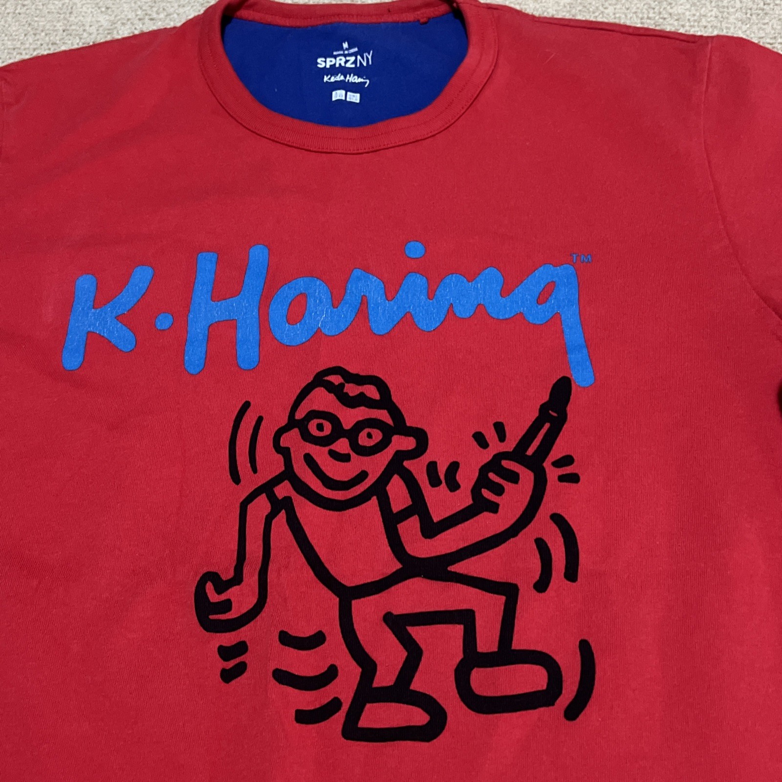 UNQLO SPRZ NY Keith Haring Shirt Red Med Cotton Logo Art Medium Genuine gallery