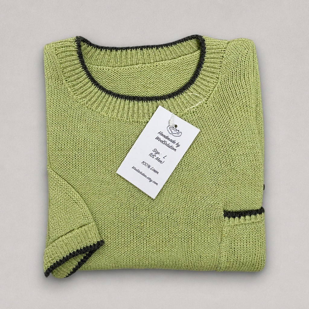 Knit 100% Linen T-Shirt for Men Size L NWT gallery