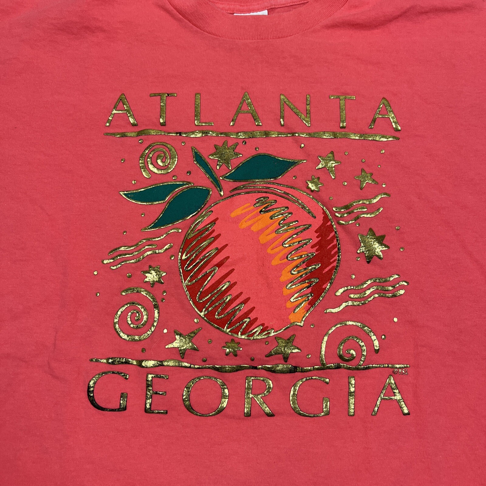 Vintage 90s Atlanta Georgia Graphic Tee XL Pink Single Stitch VTG Casual Unisex gallery