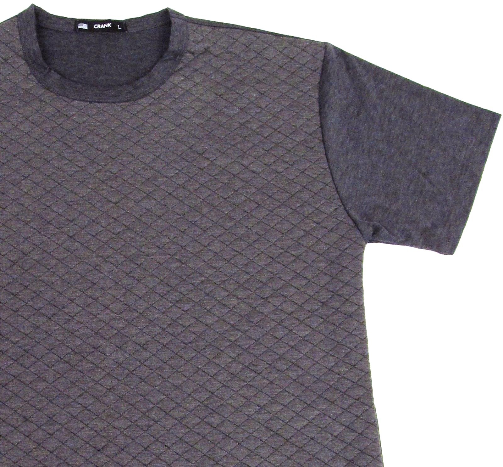 Quilted T-shirt Adult Men M,L,XL Front Quilt Tee CRANK Charcoal Gray New gallery