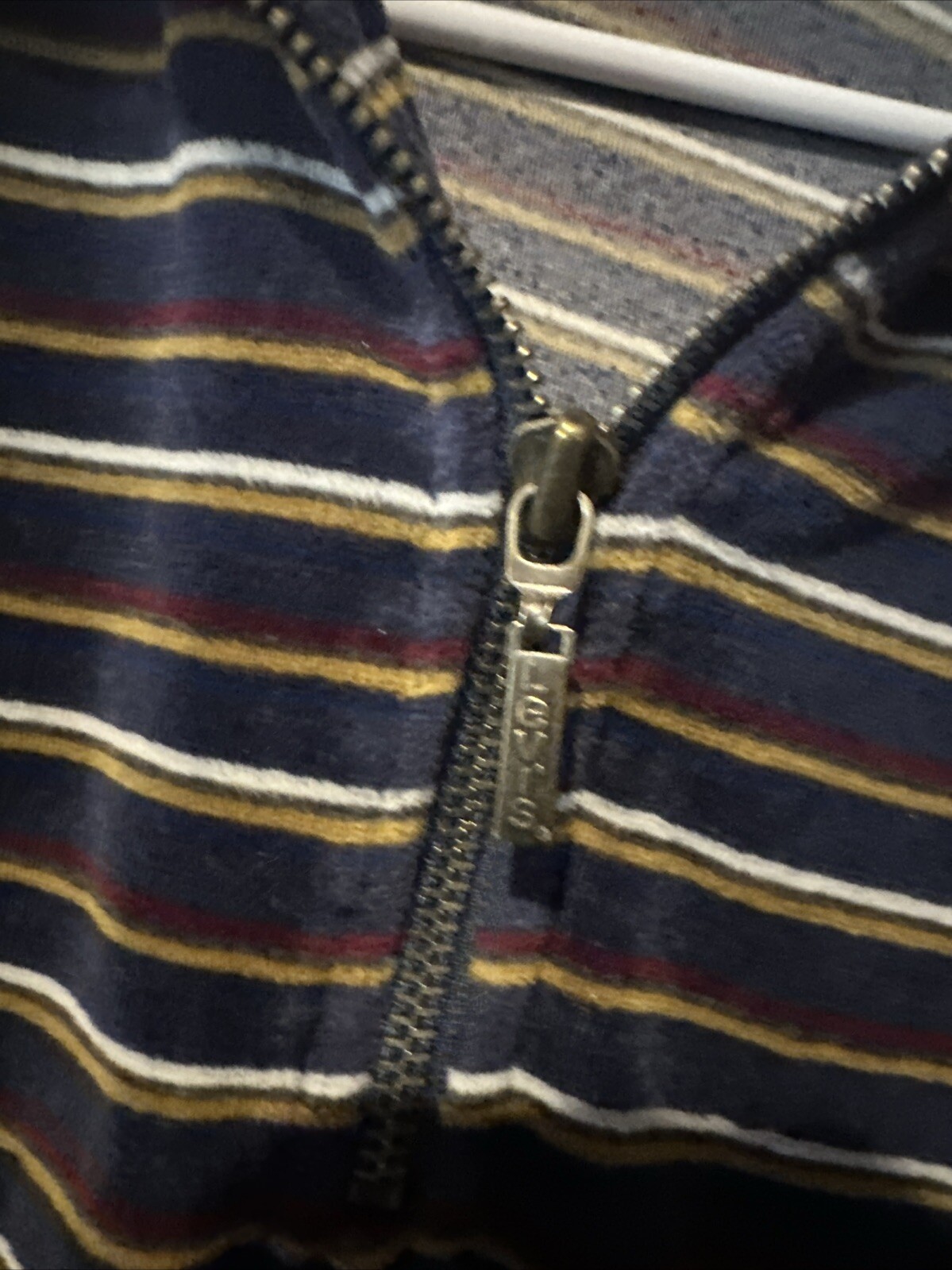 Vintage Levi’s Terry Cloth Stripe Tee Size XL USA 90s Y2K Black Stripes, Zip gallery