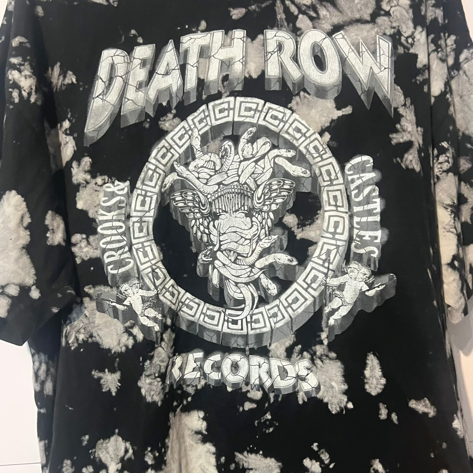 Death Row Records Mens T-Shirt Size XL Graphic Print Acid Wash Hip Hop 90s gallery
