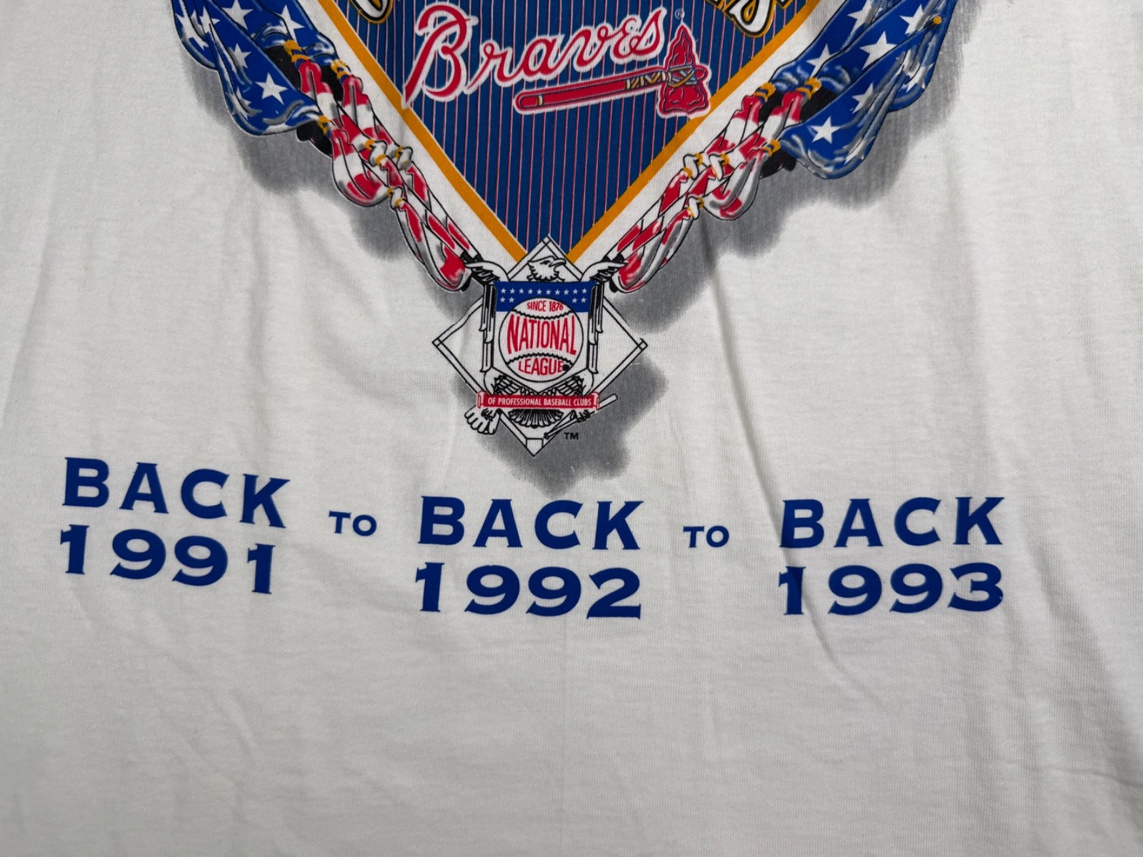 MLB Atlanta Braves Western Division 1993 Mens T-Shirt White Medium Starter NWT gallery
