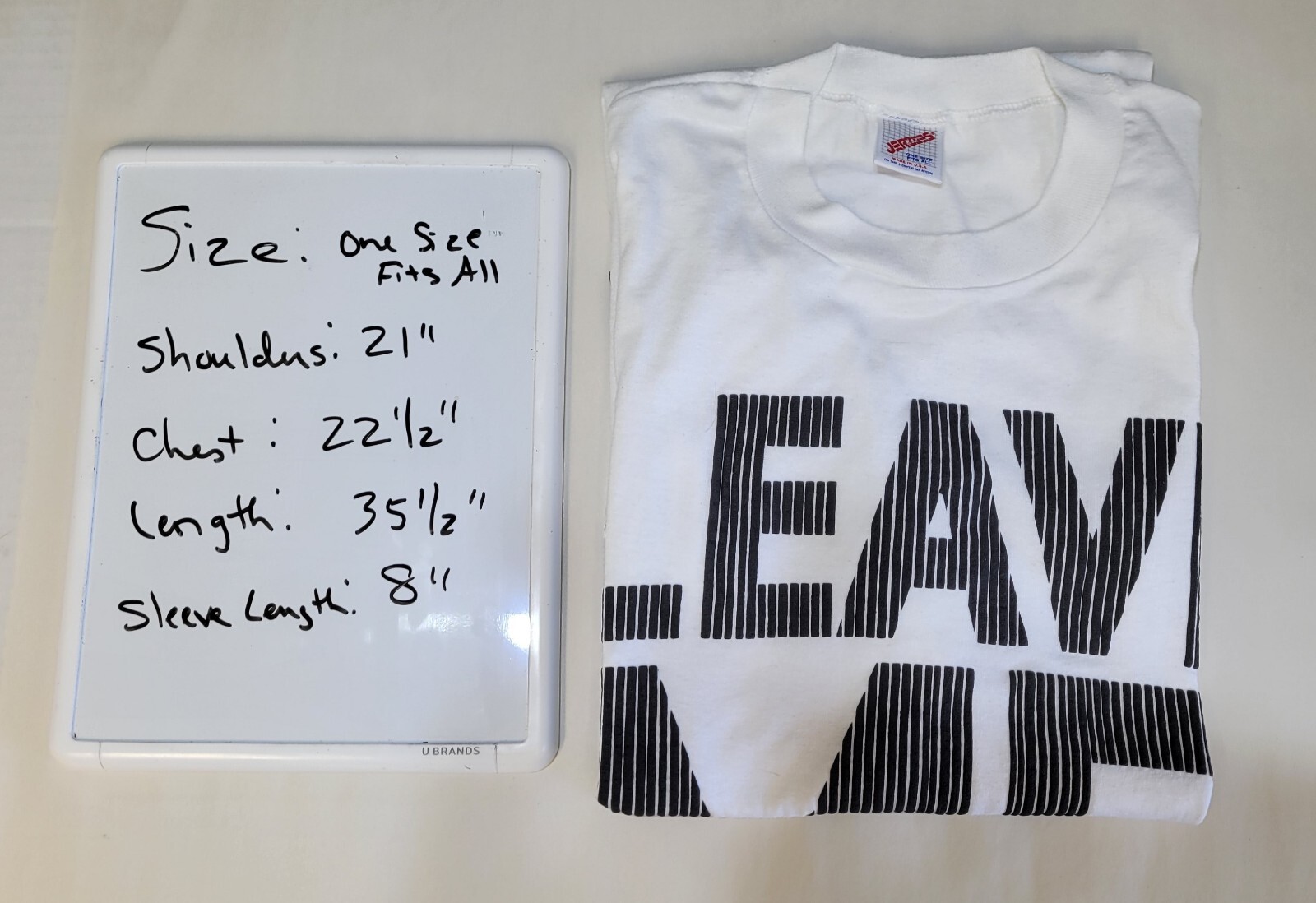 Jerzees T Shirt Leave Me Alone One Size Fits All Made in USA Raised Letters gallery