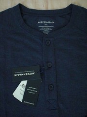 Mizzen + Main “EasyKnit” Henley Shirt, NWT – Men’s L + XL – Navy $78 Trim Fit
