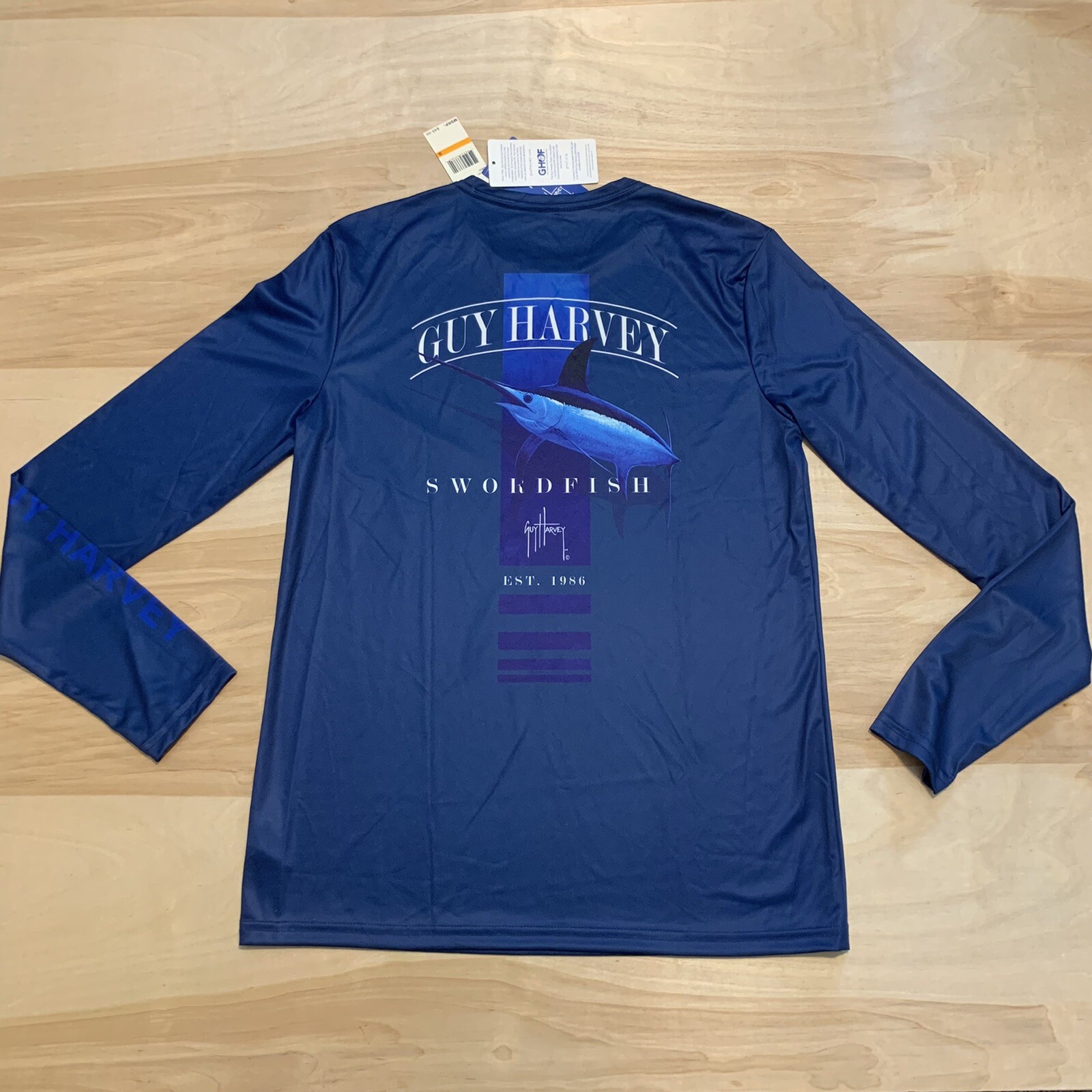 Guy Harvey Fishing Polyester Performance Long Sleeve Shirt Men's S Blue NWTag gallery