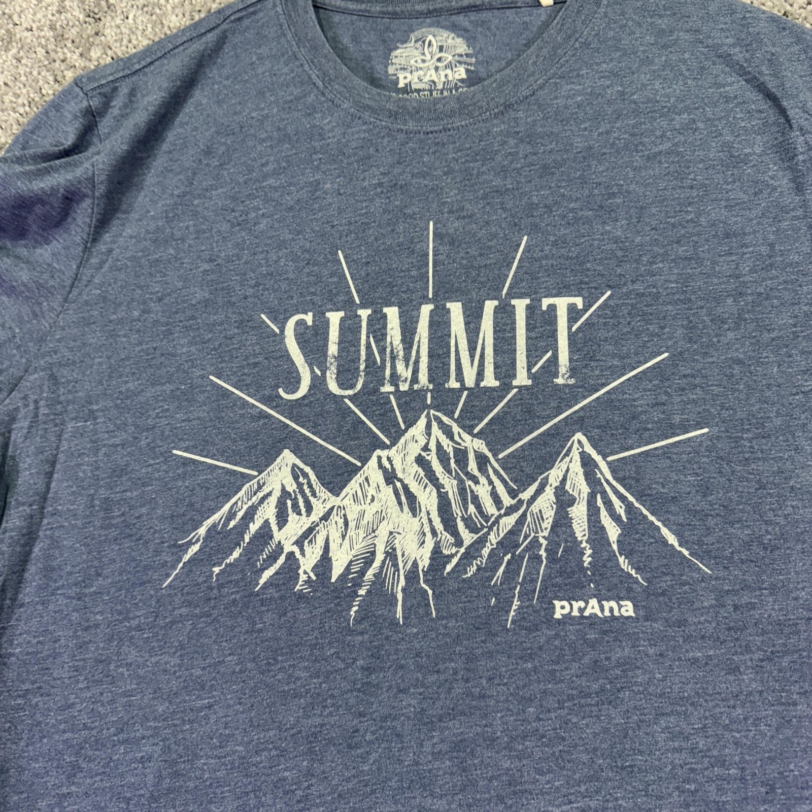PrAna Shirt Mens Large Blue Summit Mountain Graphic Tee Hiking Outdoor Casual gallery