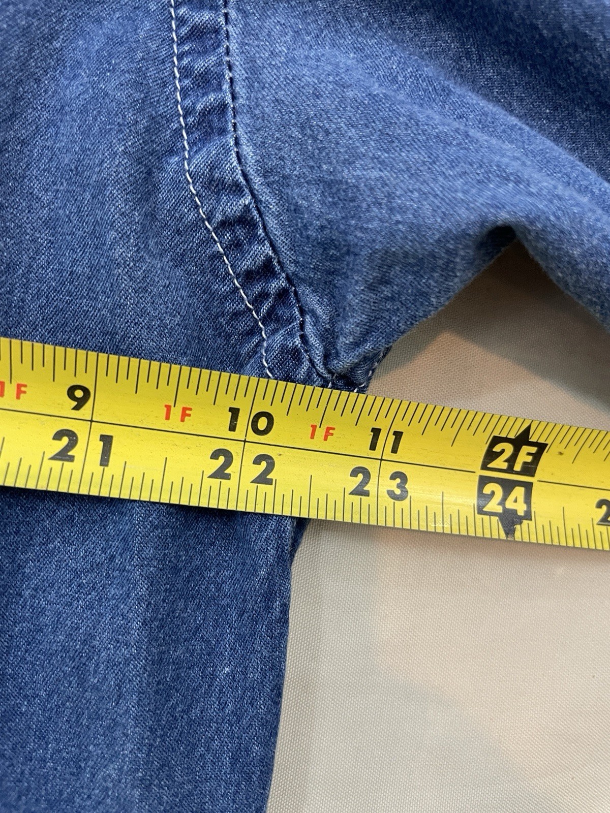 AB American Blue Mens L Blue Authentic Denim Cotton/Rayon SS Shirt gallery