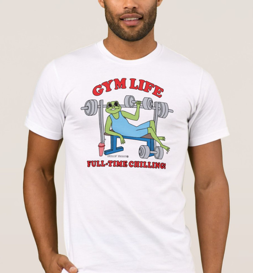 Gym Life by Chillin' Froggy Workout Exercise Vintage Muscle Logo T-Shirt NEW gallery