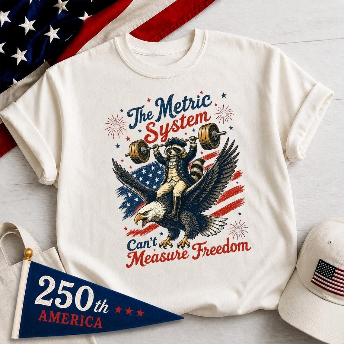 Metric System Cant Measure Freedom T-Shirt, Funny Raccoon Gym 4th Of July Gift gallery