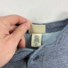 LL Bean River Driver Shirt Mens Medium Blue Henley Wool Blend Slim Fit