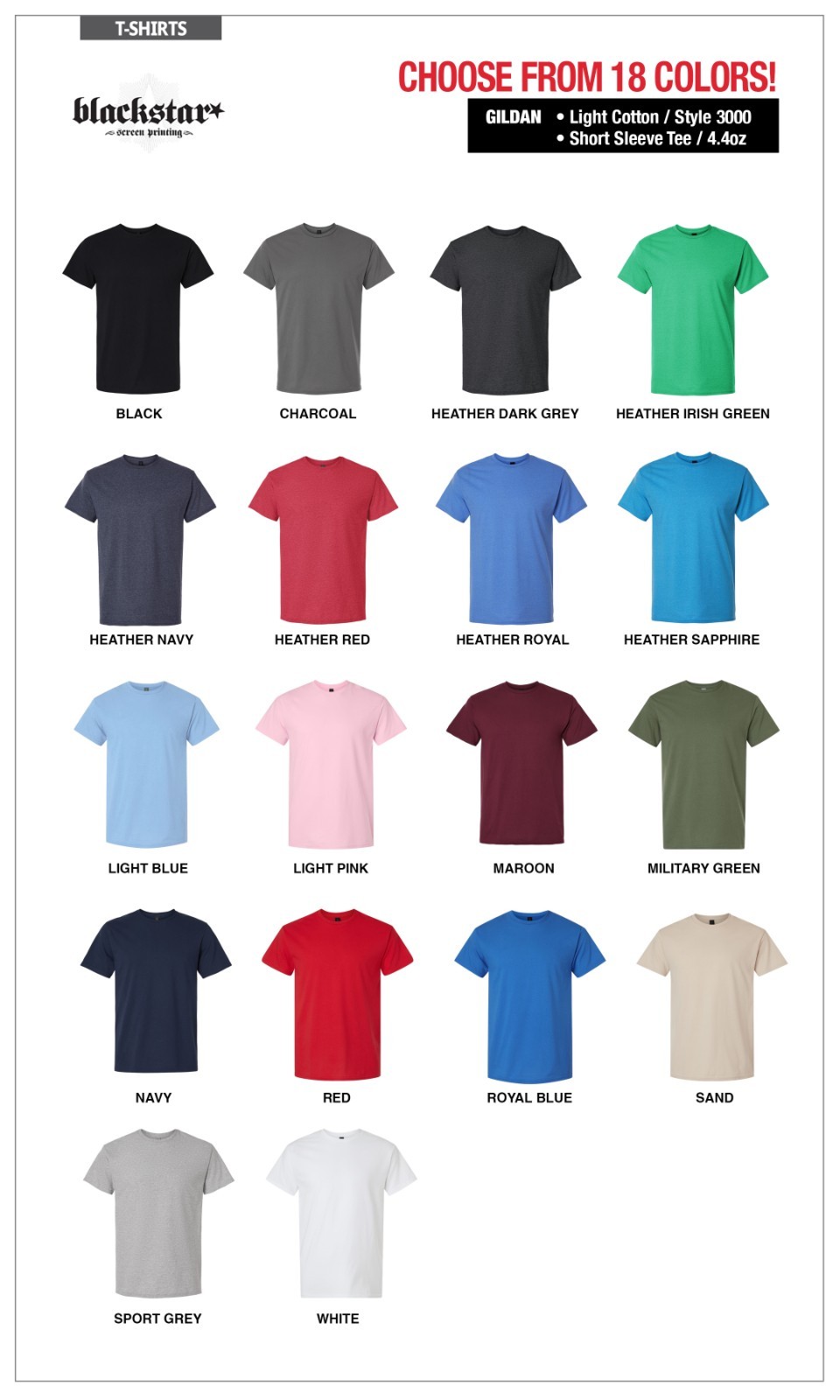 SUMMER SPECIAL! GILDAN 12 LIGHTWEIGHT T-SHIRTS CUSTOM SCREEN PRINTING 1-COLOR gallery