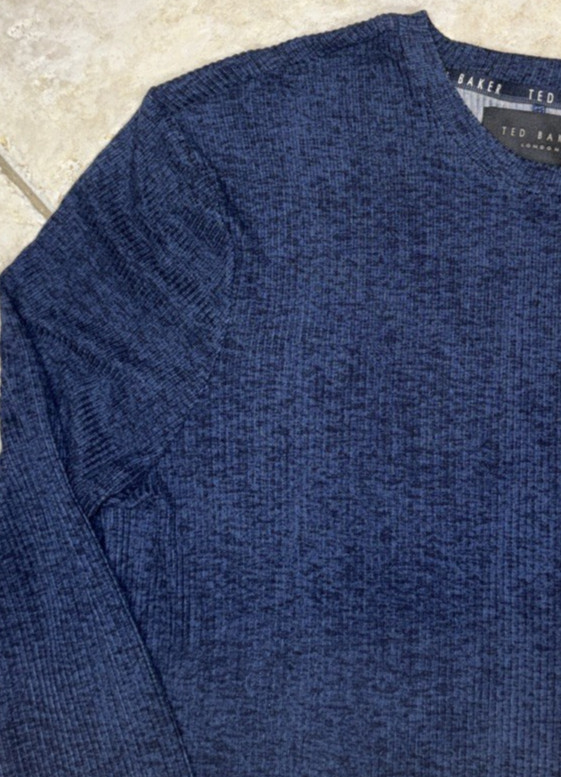 Ted Baker London L/S Rib Crew Loungewear Tee Shirt Mens M Navy Heather NWT gallery