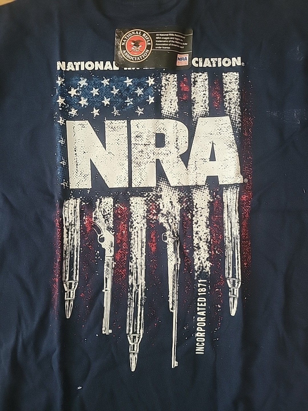 New NRA Guns Stripes Tshirt, NAVY BLUE