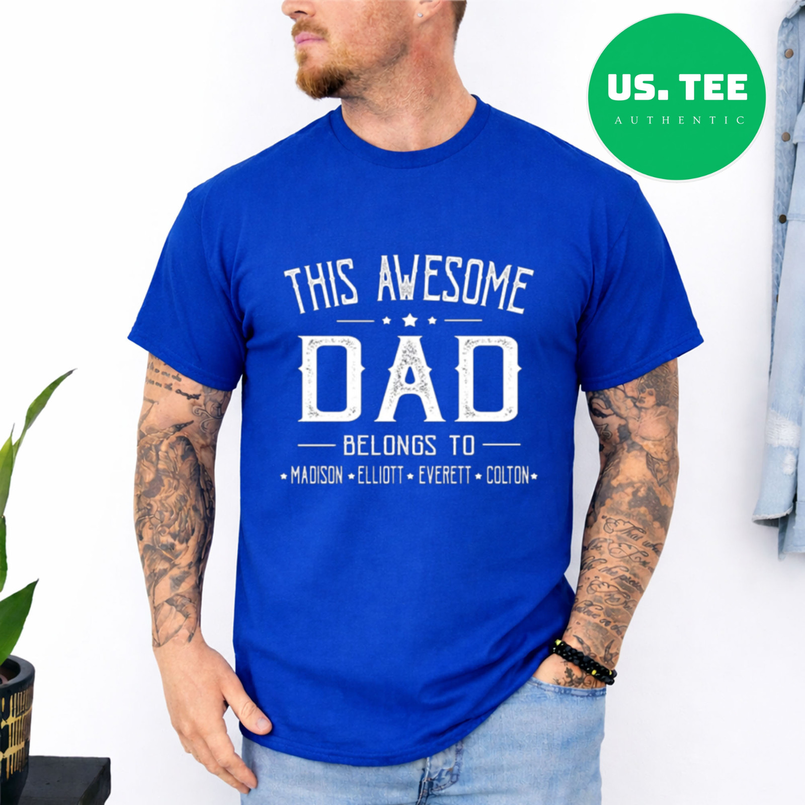 Personalized Dad T-Shirt Custom Children Names Father's Day Gift for Dad gallery