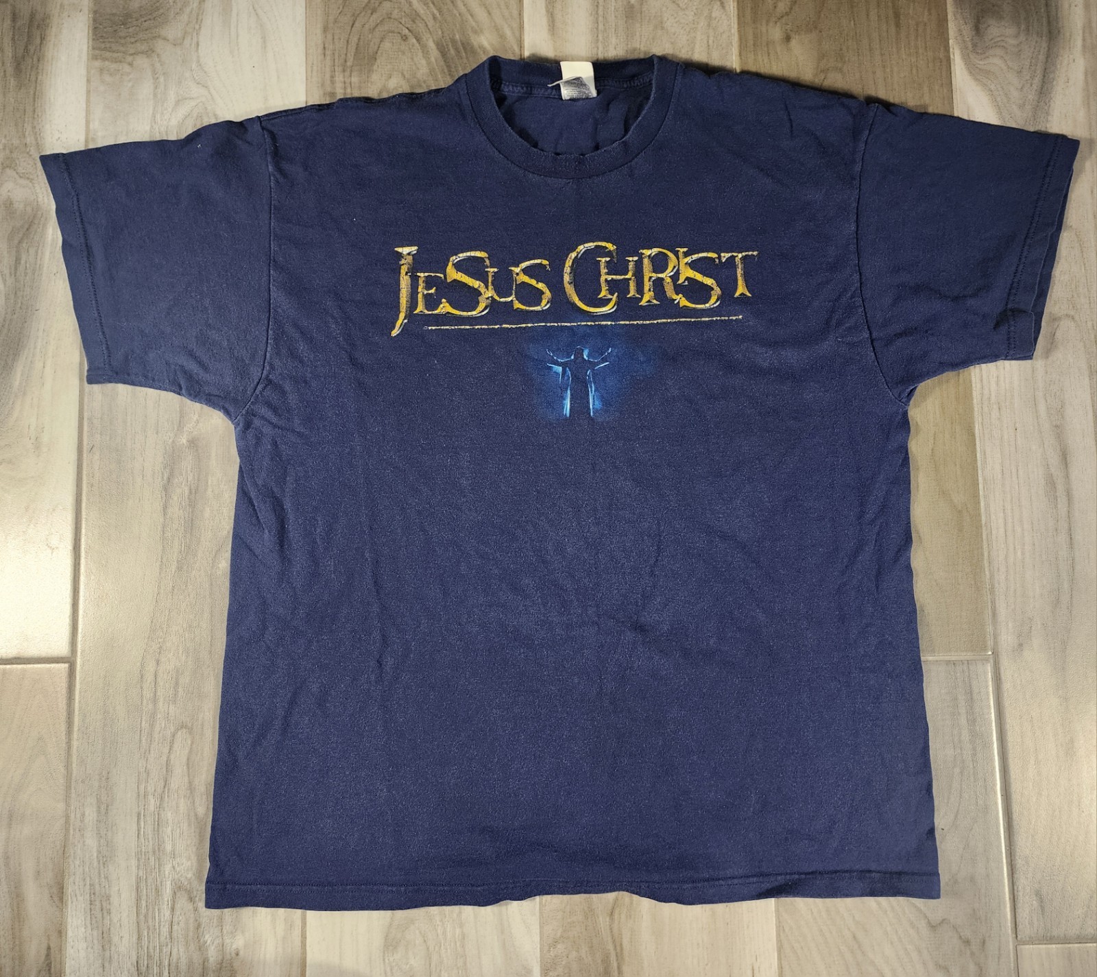 Vintage Jesus Christ Hebrews 9:14 Short Sleeve Navy Blue 2XL Y2k 2000s