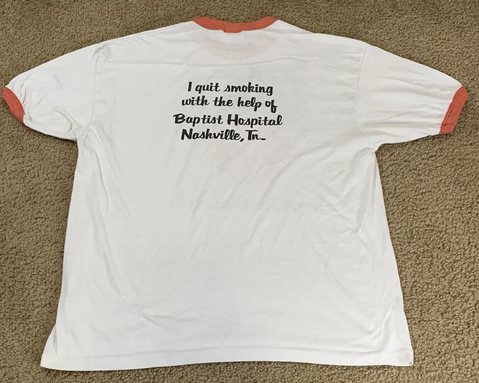 Hanes SMOKE BUSTERS Adult XL Short Sleeve Ringer Graphic T VTG 80s Poly Cotton gallery