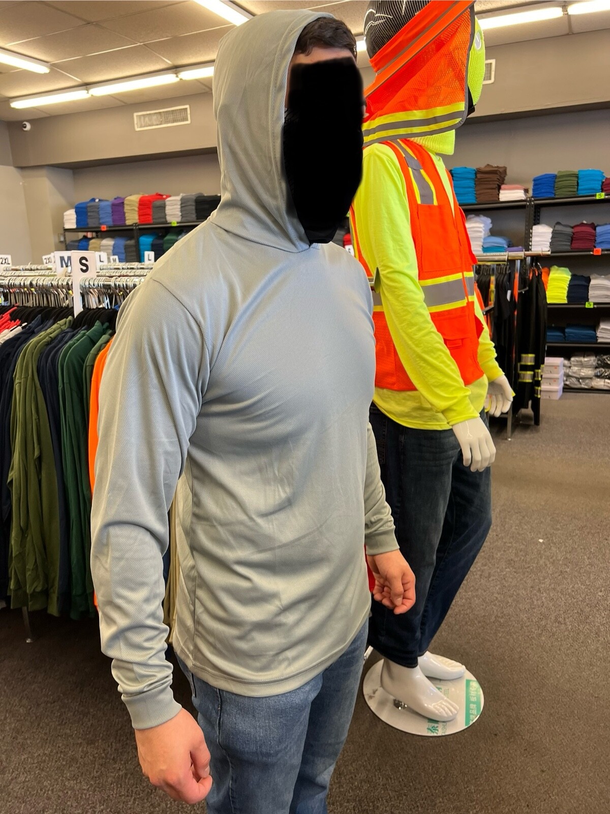 hoodie long sleeve t shirt 100% polyester for UV protection great for work gallery