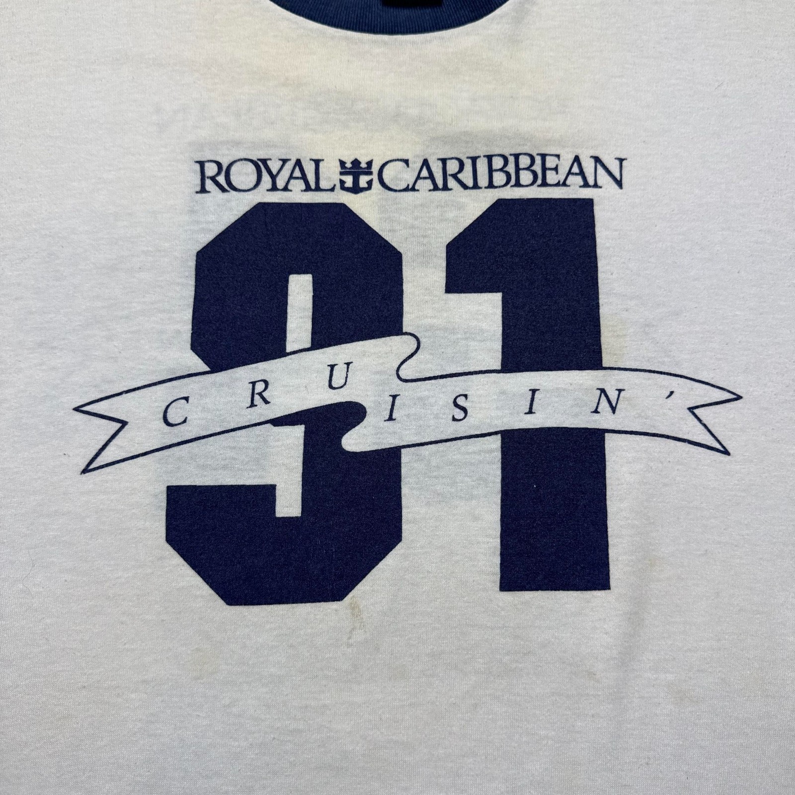 Vintage 1991 Royal Caribbean #91 Cruise Ship Souvenir Ringer T-Shirt Men's Large gallery