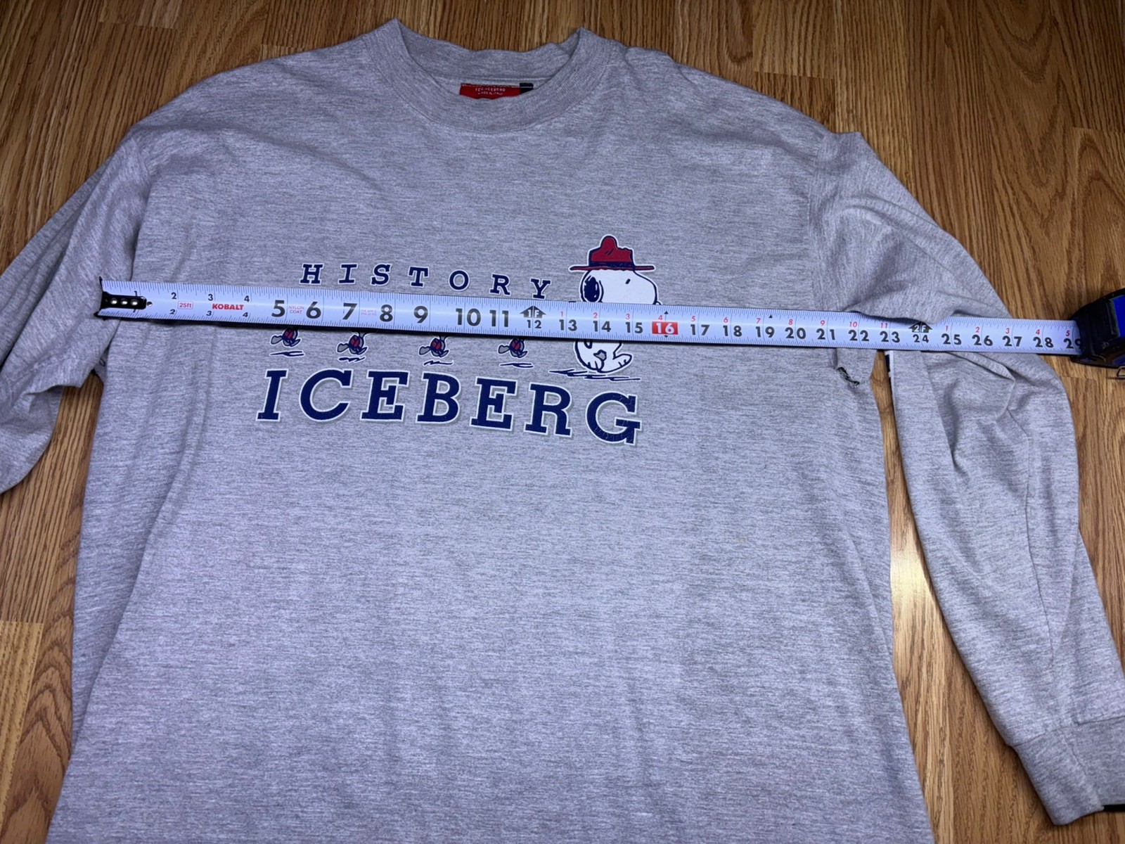 Vtg 90s Iceberg History Peanuts Snoopy Grey long sleeve sz. XL Hiphop gallery