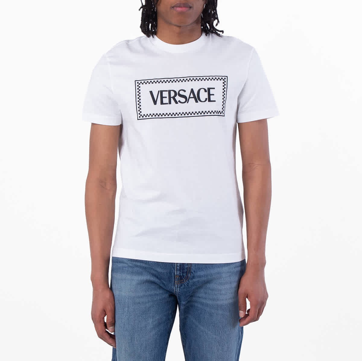 Versace 90s Logo Embroidered Cotton T Shirt gallery